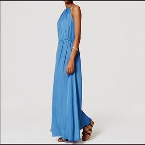 Loft blue silk maxi dress